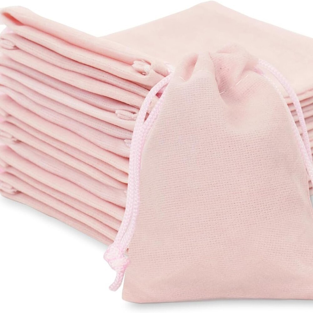 Pink Velvet Jewelry Pouches, 20PCS Small Velvet Gift Bags with Drawstring, Chris